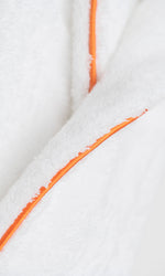 Load image into Gallery viewer, Giza Cotton White &amp; Orange Bathrobe
