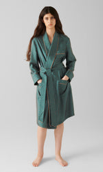 Load image into Gallery viewer, Lake Como Teal Silk Robe
