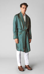 Load image into Gallery viewer, Lake Como Teal Silk Robe by von Yhlen
